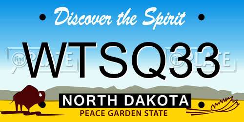 WTSQ33 North Dakota License Plate