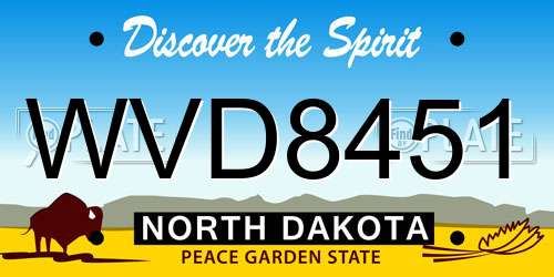 WVD8451 North Dakota License Plate