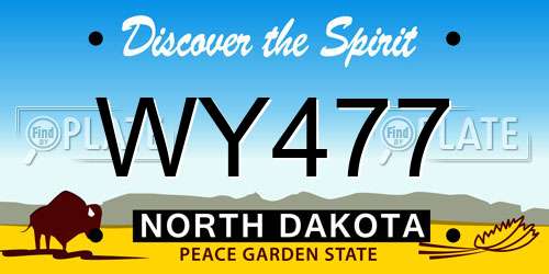 WY477 North Dakota License Plate