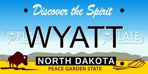 WYATT North Dakota License Plate