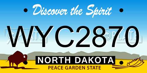 WYC2870 North Dakota License Plate