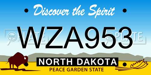WZA953 North Dakota License Plate