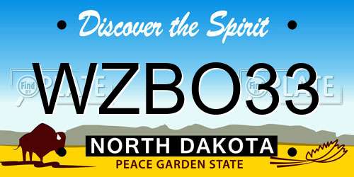 WZBO33 North Dakota License Plate