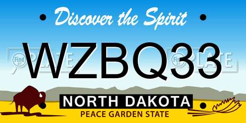 WZBQ33 North Dakota License Plate