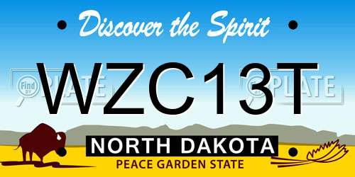 WZC13T North Dakota License Plate