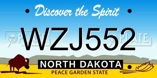 WZJ552 North Dakota License Plate
