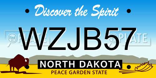 WZJB57 North Dakota License Plate