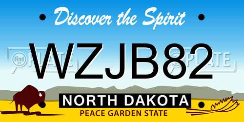 WZJB82 North Dakota License Plate