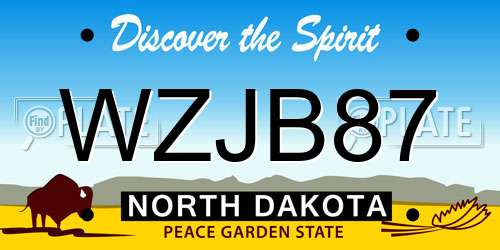 WZJB87 North Dakota License Plate