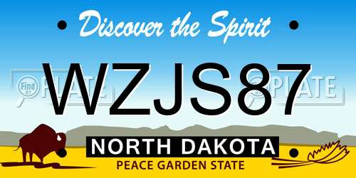 WZJS87 North Dakota License Plate