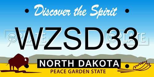 WZSD33 North Dakota License Plate
