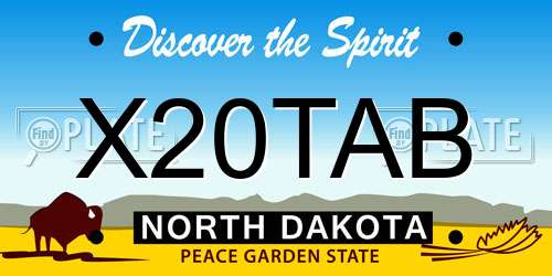 X20TAB North Dakota License Plate