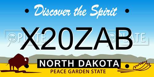 X20ZAB North Dakota License Plate