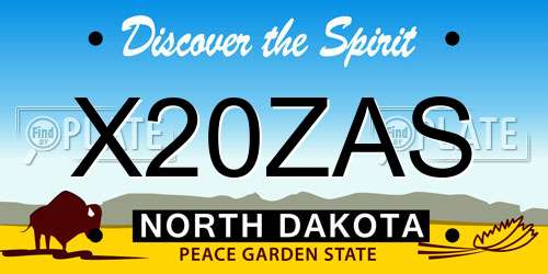 X20ZAS North Dakota License Plate