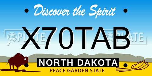 X70TAB North Dakota License Plate