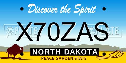X70ZAS North Dakota License Plate