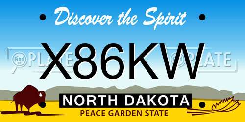 X86KW North Dakota License Plate
