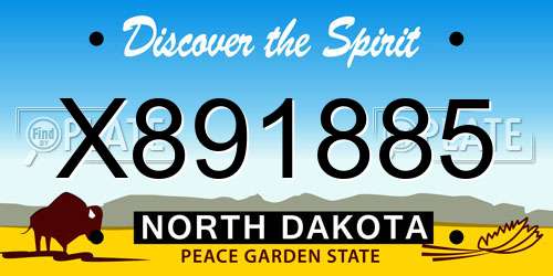 X891885 North Dakota License Plate