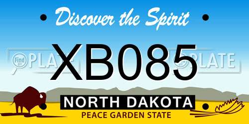 XB085 North Dakota License Plate