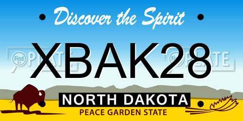 XBAK28 North Dakota License Plate