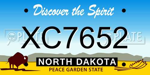 XC7652 North Dakota License Plate