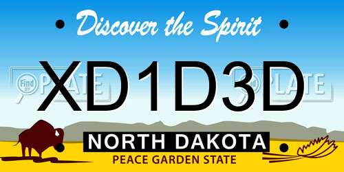 XD1D3D North Dakota License Plate