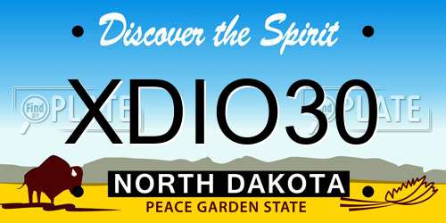 XDIO30 North Dakota License Plate