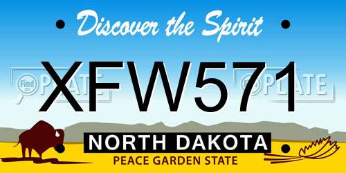 XFW571 North Dakota License Plate