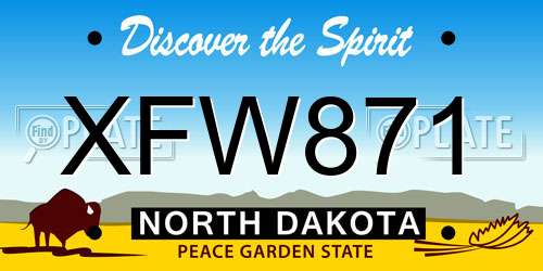 XFW871 North Dakota License Plate