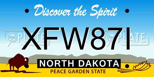 XFW87I North Dakota License Plate