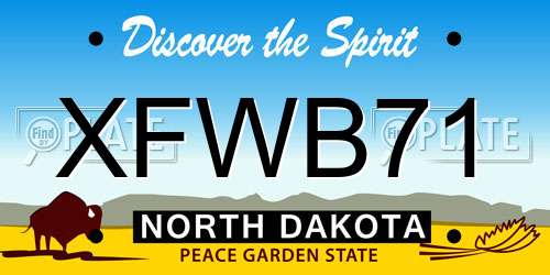 XFWB71 North Dakota License Plate