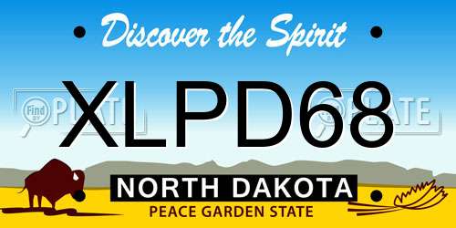 XLPD68 North Dakota License Plate