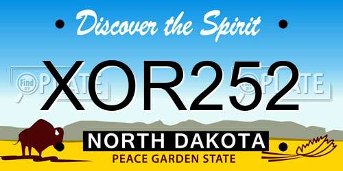 XOR252 North Dakota License Plate