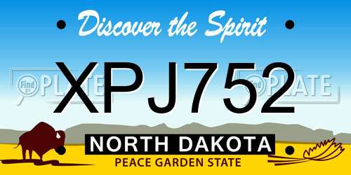 XPJ752 North Dakota License Plate
