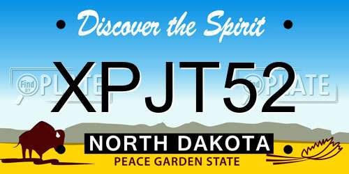 XPJT52 North Dakota License Plate