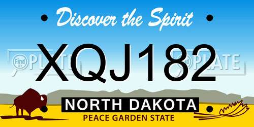 XQJ182 North Dakota License Plate