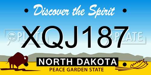 XQJ187 North Dakota License Plate