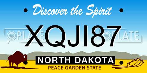 XQJI87 North Dakota License Plate