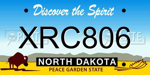 XRC806 North Dakota License Plate