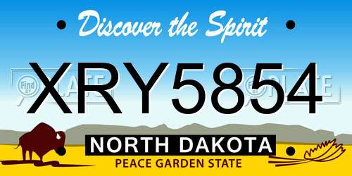 XRY5854 North Dakota License Plate