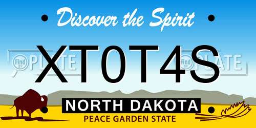 XT0T4S North Dakota License Plate