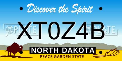 XT0Z4B North Dakota License Plate