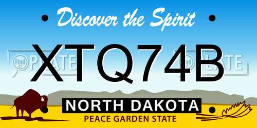 XTQ74B North Dakota License Plate