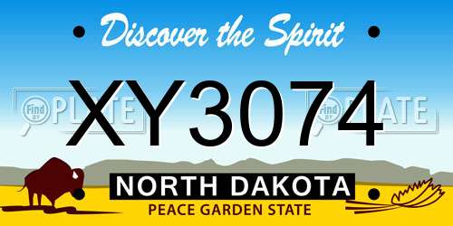 XY3074 North Dakota License Plate