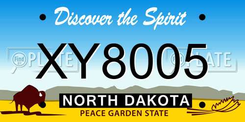 XY8005 North Dakota License Plate