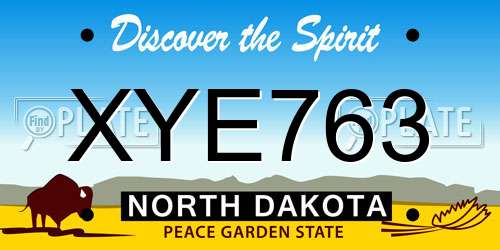 XYE763 North Dakota License Plate