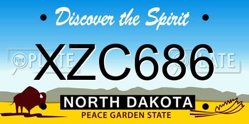 XZC686 North Dakota License Plate