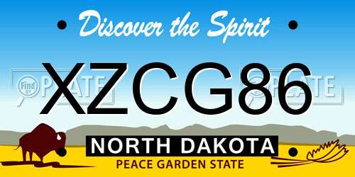 XZCG86 North Dakota License Plate
