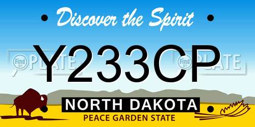 Y233CP North Dakota License Plate
