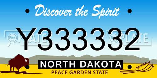 Y333332 North Dakota License Plate